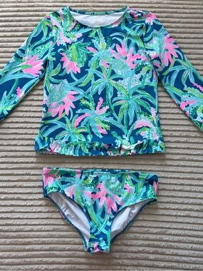 Lilly Pulitzer Margo UPF 50+ Rashguard Swimsuit Macaw Blue Sweet Escape 12